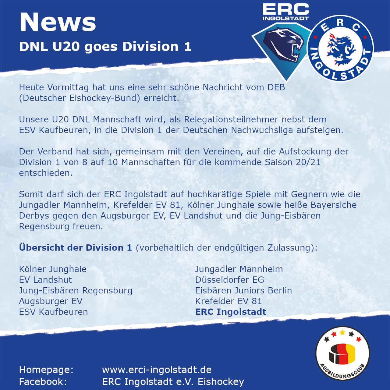 News U20 Aufstieg
